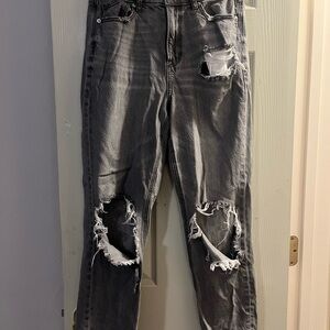 Distressed Gray Denim Jeans